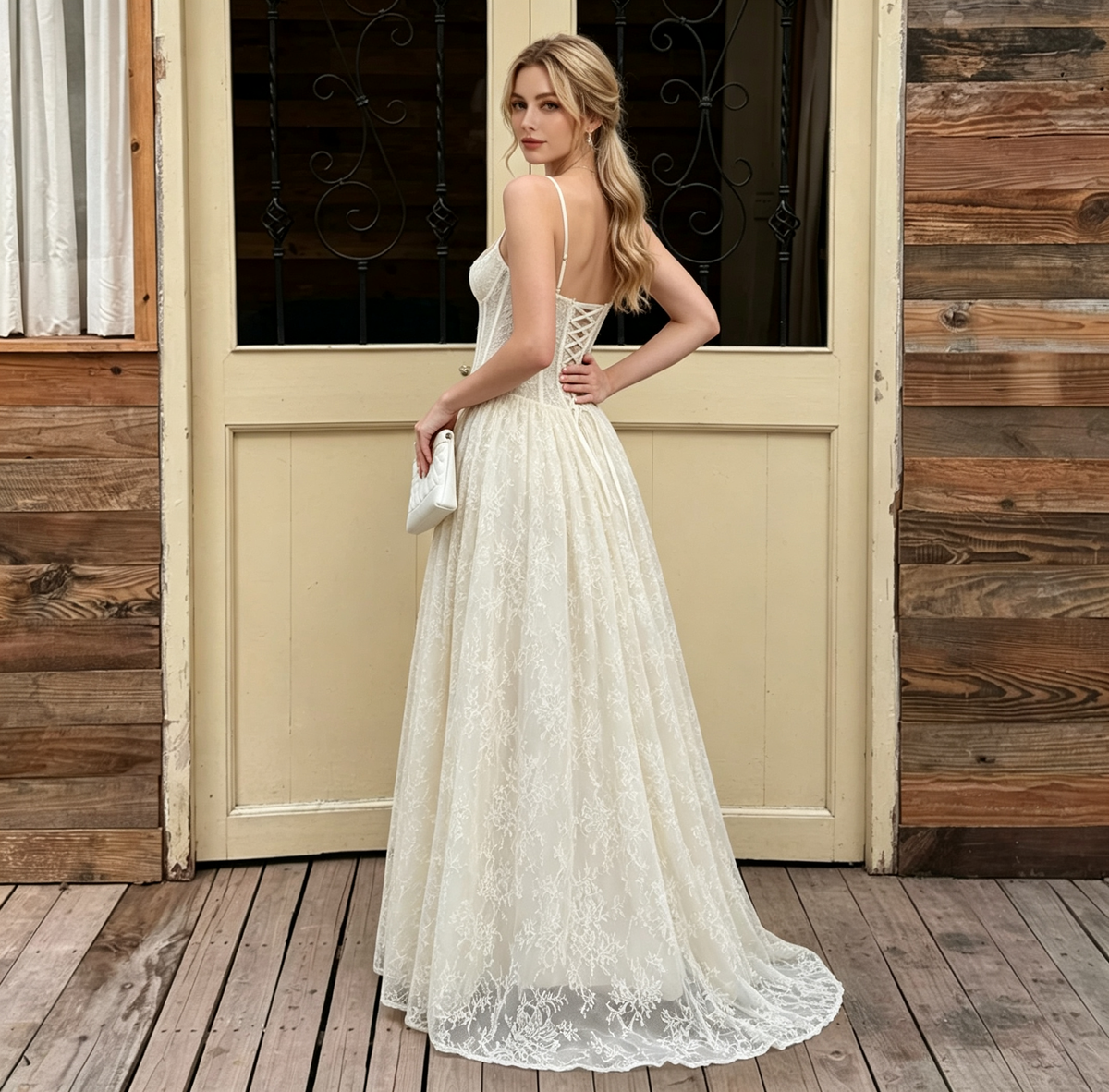 Lace Corset A-Line Evening Gown for Formal Banquets