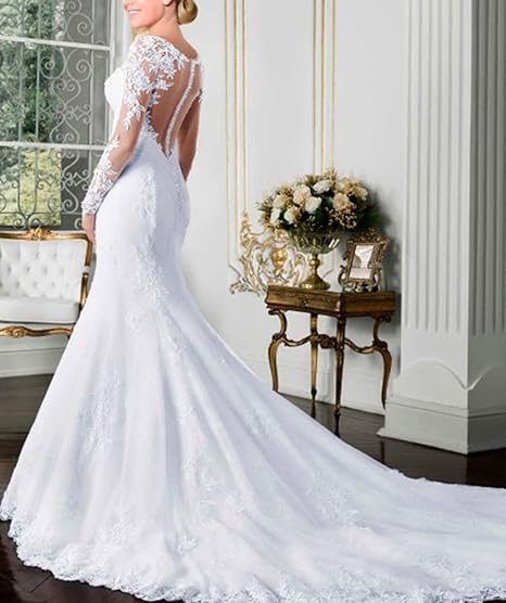 Long Sleeve Lace Mermaid Wedding Dress