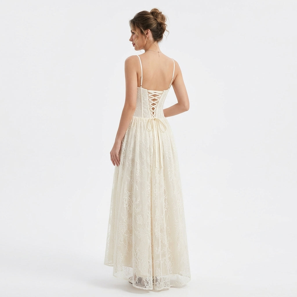 Lace Corset A-Line Evening Gown for Formal Banquets