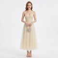 Tulle Halter Corset A-Line Formal Evening Gown for Banquet Events