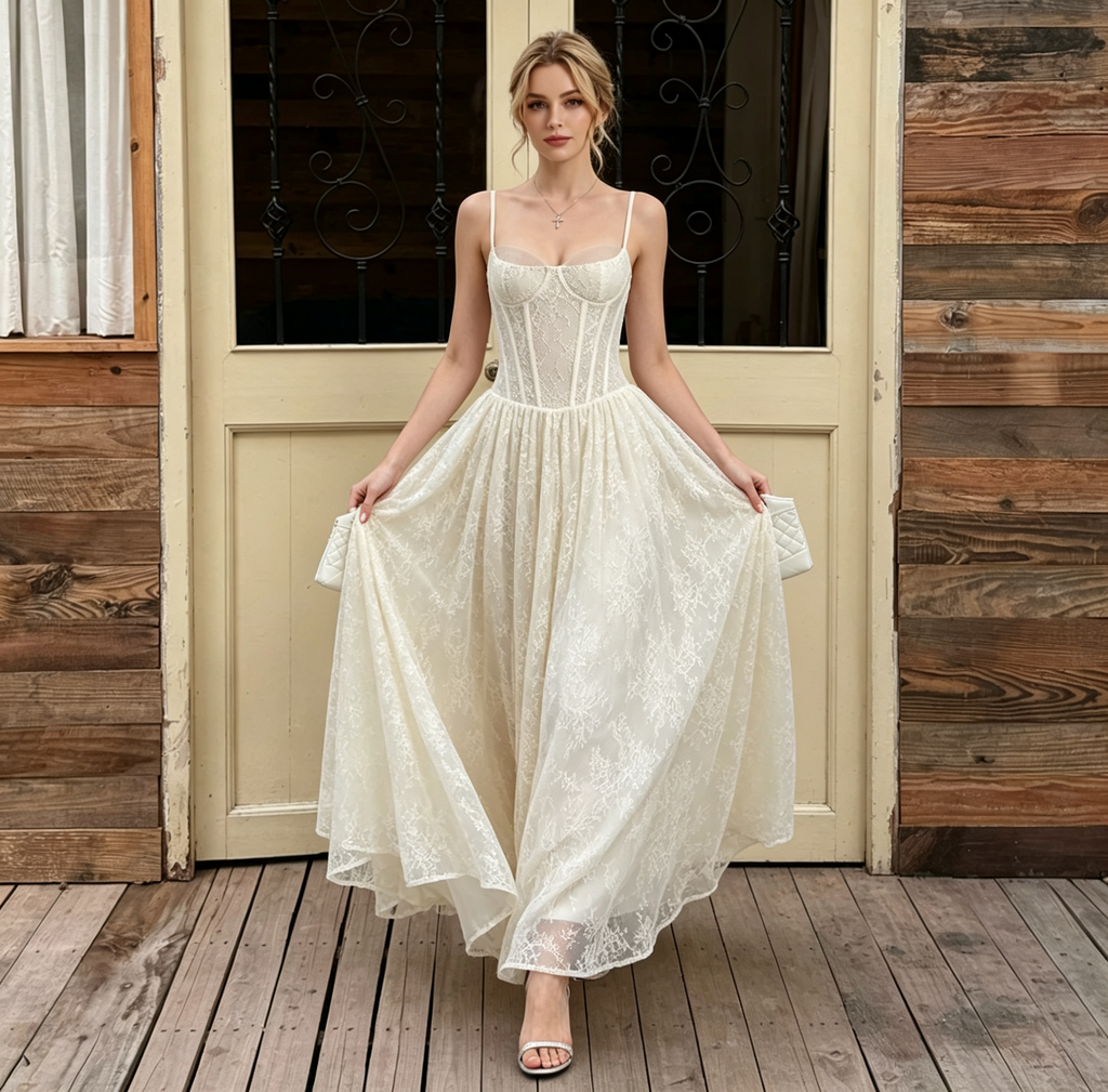 Lace Corset A-Line Evening Gown for Formal Banquets