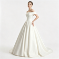 Off‑Shoulder Satin Ball Gown Evening Dress with Train
