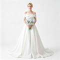 Off‑the‑Shoulder A‑Line Wedding Dress with Chapel Train