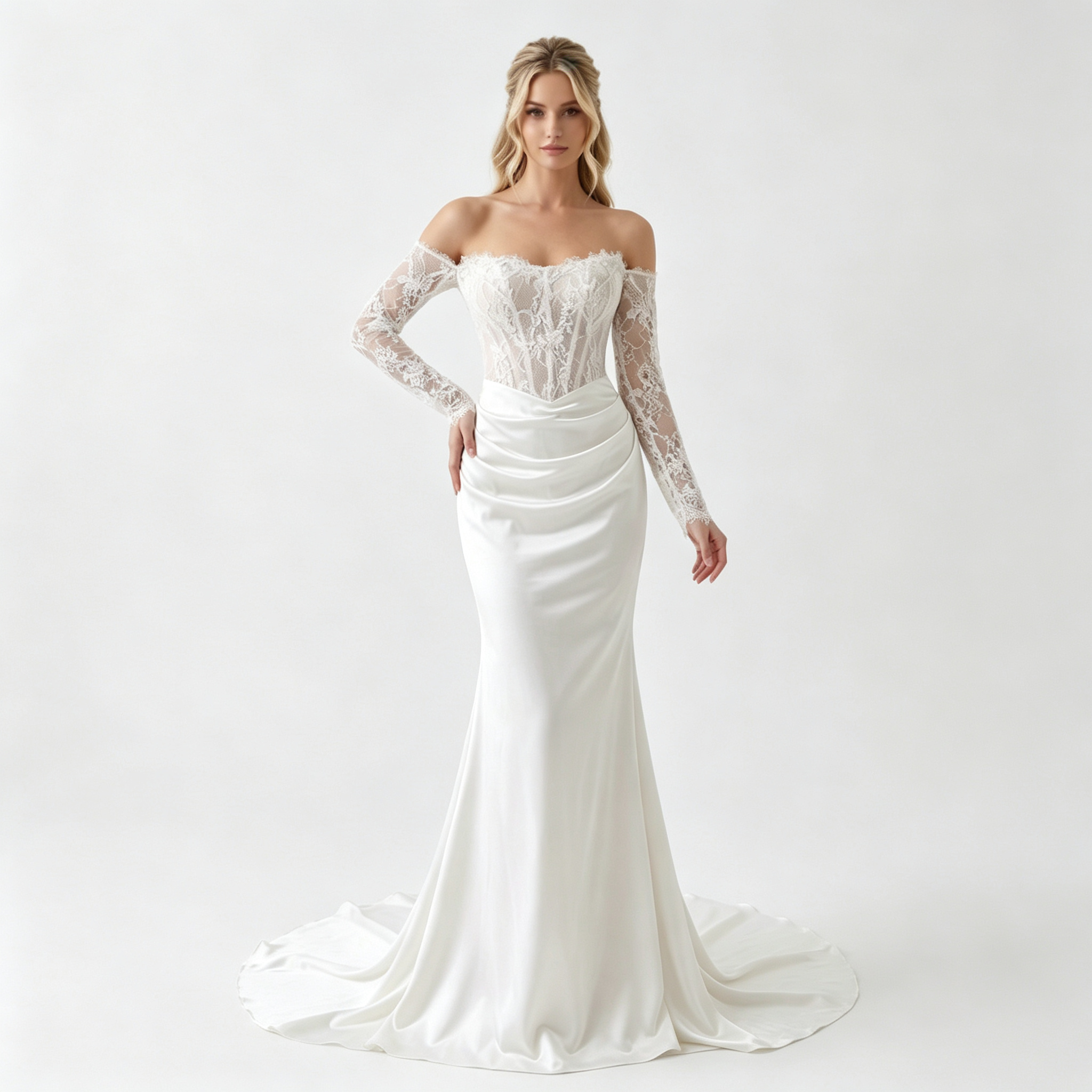 Satin Lace Strapless A‑Line Formal Evening Gown for Banquet Events