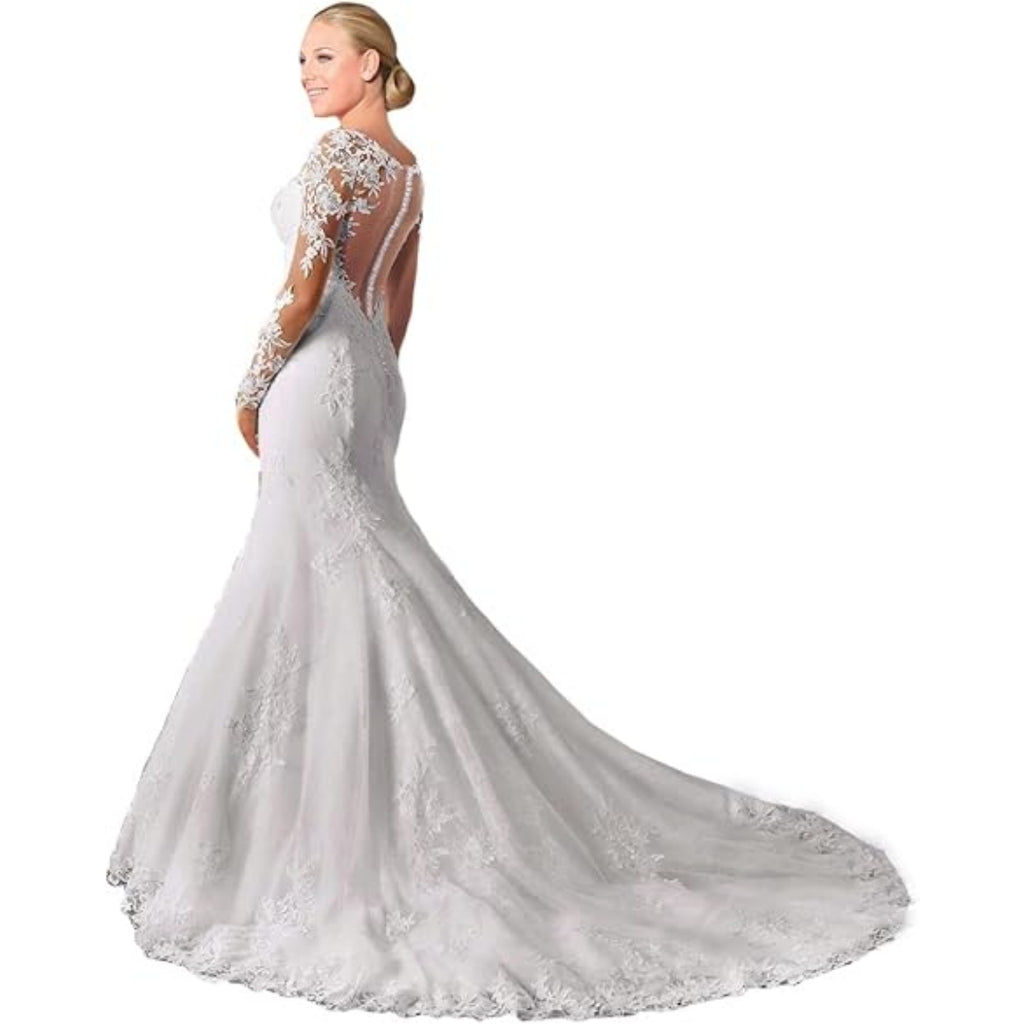 Long Sleeve Lace Mermaid Wedding Dress