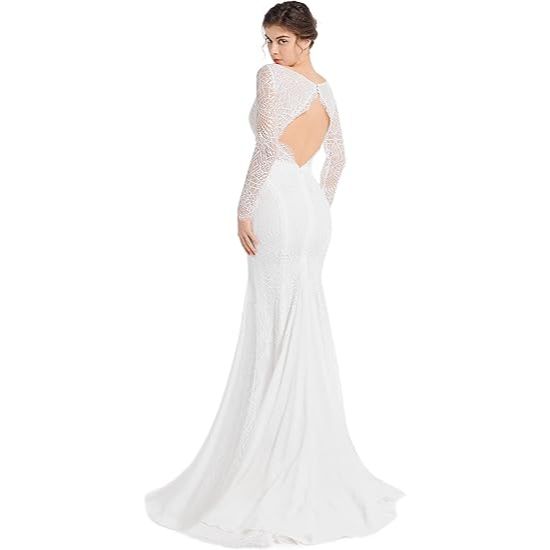 Open Back Mermaid Wedding Dress with Built-in Bra