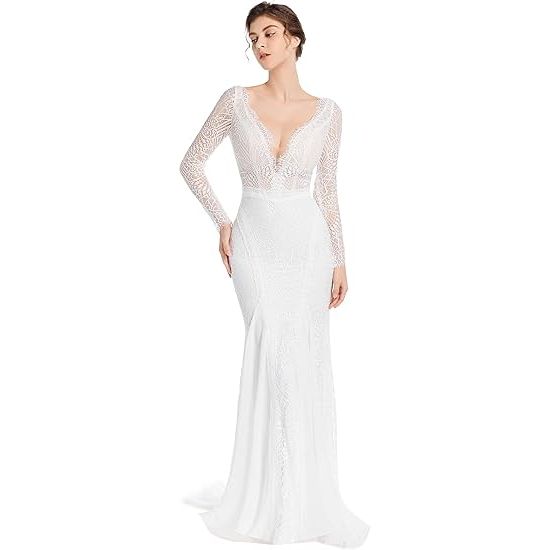 Open Back Mermaid Wedding Dress with Built-in Bra