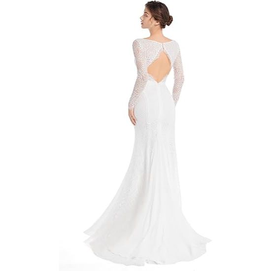 Open Back Mermaid Wedding Dress with Built-in Bra